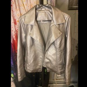 Max Studio Silver Faux Leather Jacket